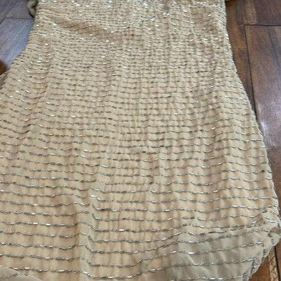 Aidan Mattox Mini Beaded Tan Gold Metallic Dress size 4 Holiday Christmas Party - Picture 16 of 16